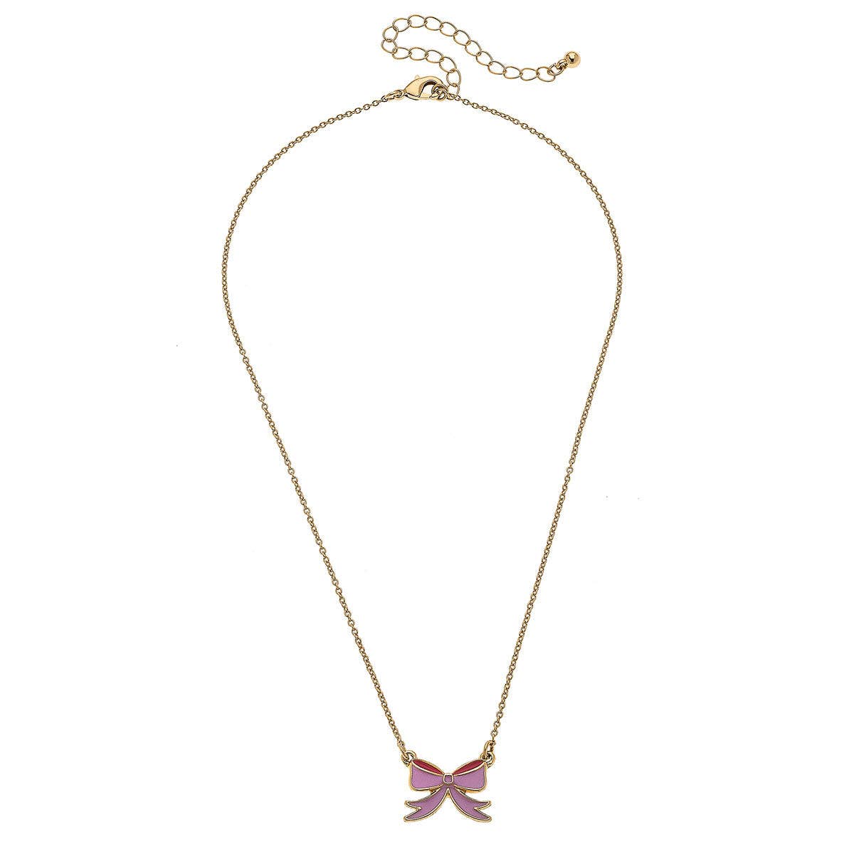 Canvas Style - Zoey Bow Delicate Children's Necklace in Pink
