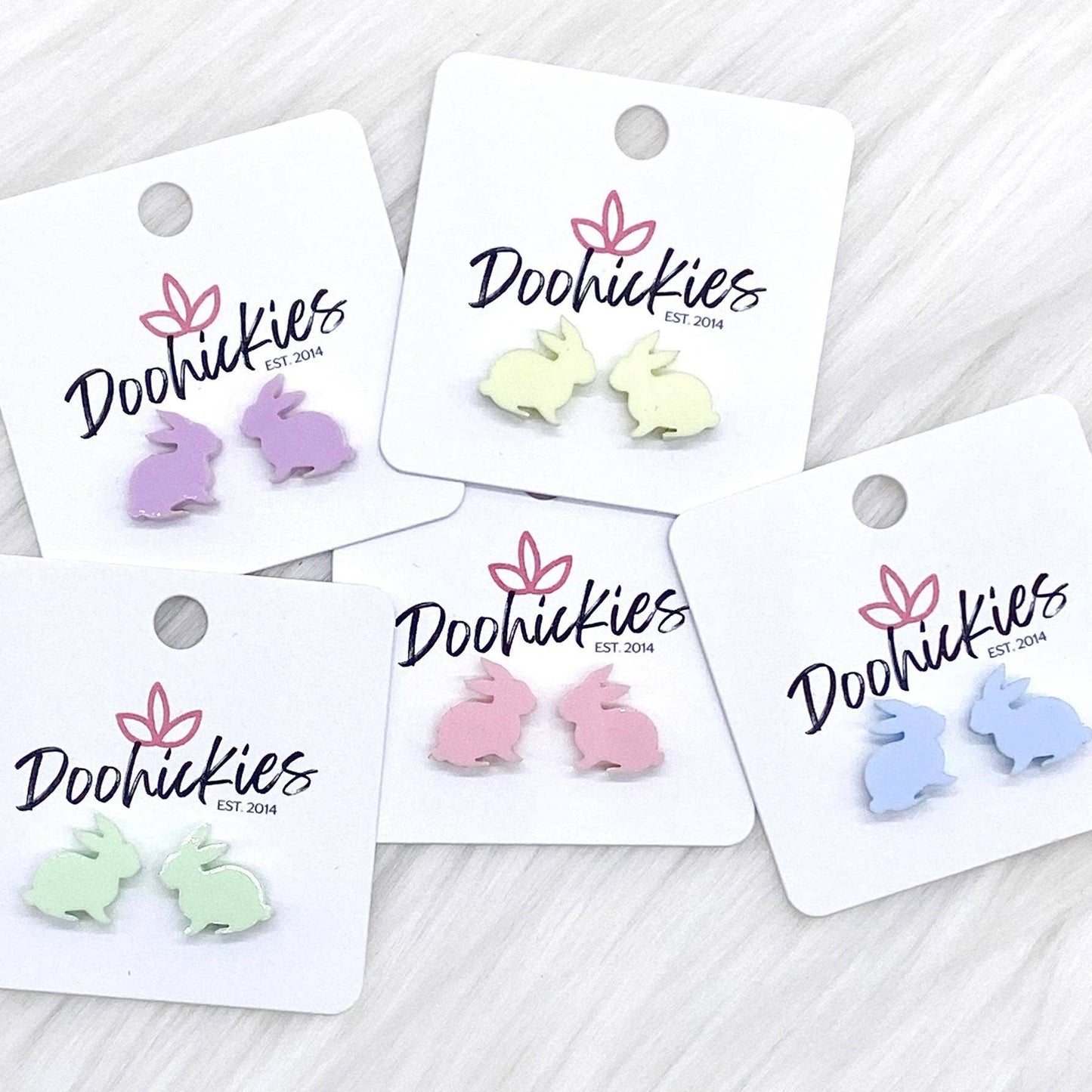 Doohickies - 15mm Pastel Bunny Rabbits Earrings: Blue