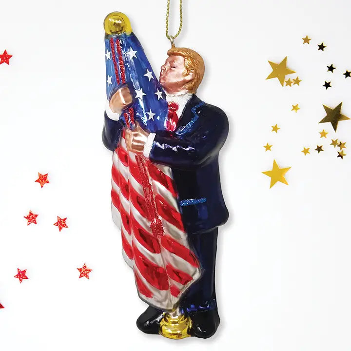 Trump Kissing Flag Ornament