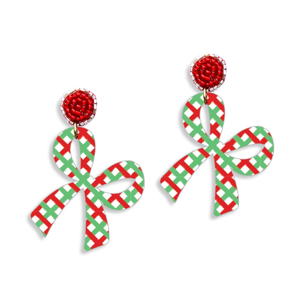 Christmas Plaid Bow Earrings