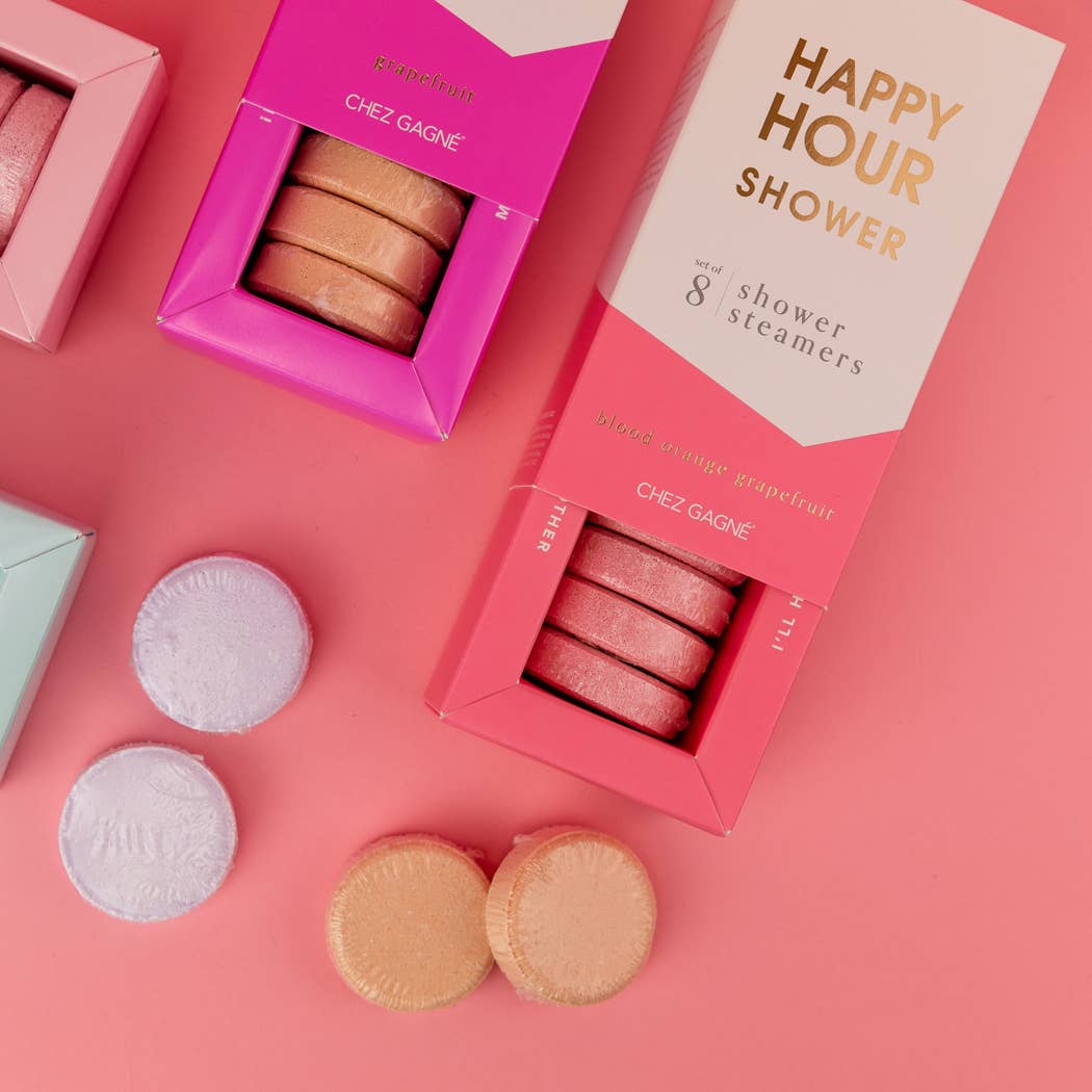 Chez Gagné - Happy Hour Shower Shower Steamers - Blood Orange Grapefruit - Set of 8 Tabs