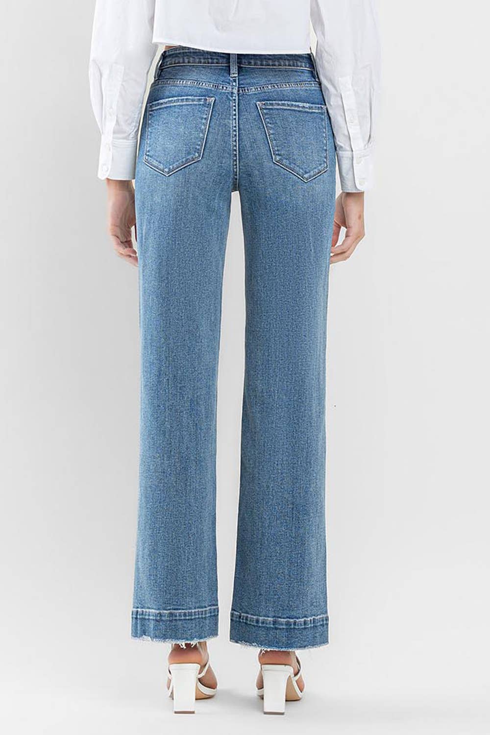 FLYING MONKEY - HIGH RISE TROUSER HEM WIDE LEG JEANS F5391: PERMISSIBLE / 30
