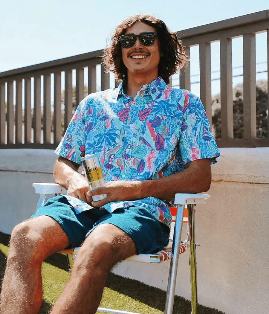 Tipsy Elves - Island Breeze Hawaiian Shirt - Men's Vacation Button Down: XXL