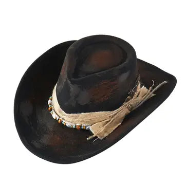 Distressed Feather Black Fedora Hat