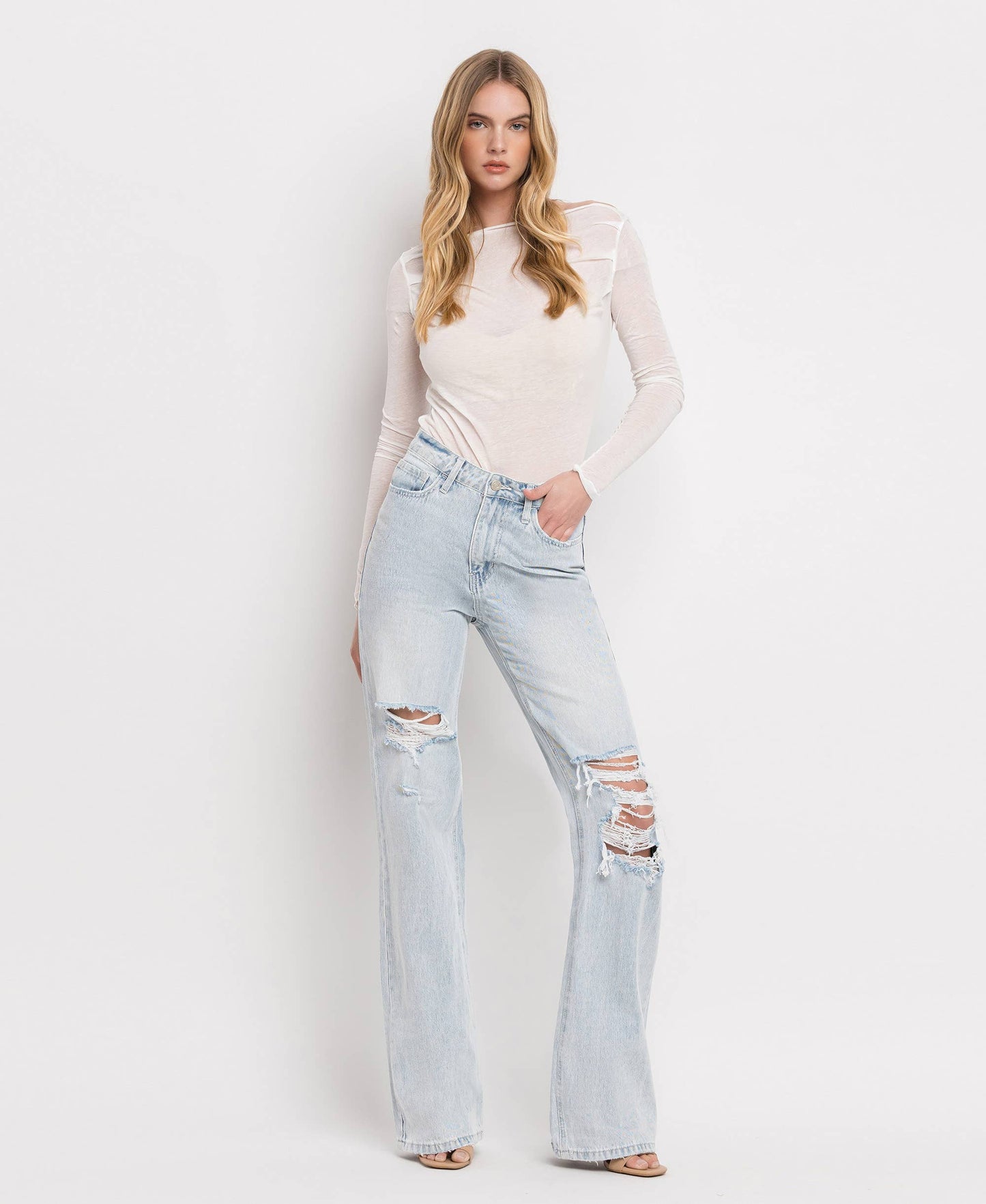 VERVET by FLYING MONKEY - 90'S VINTAGE SUPER HIGH RISE FLARE JEANS