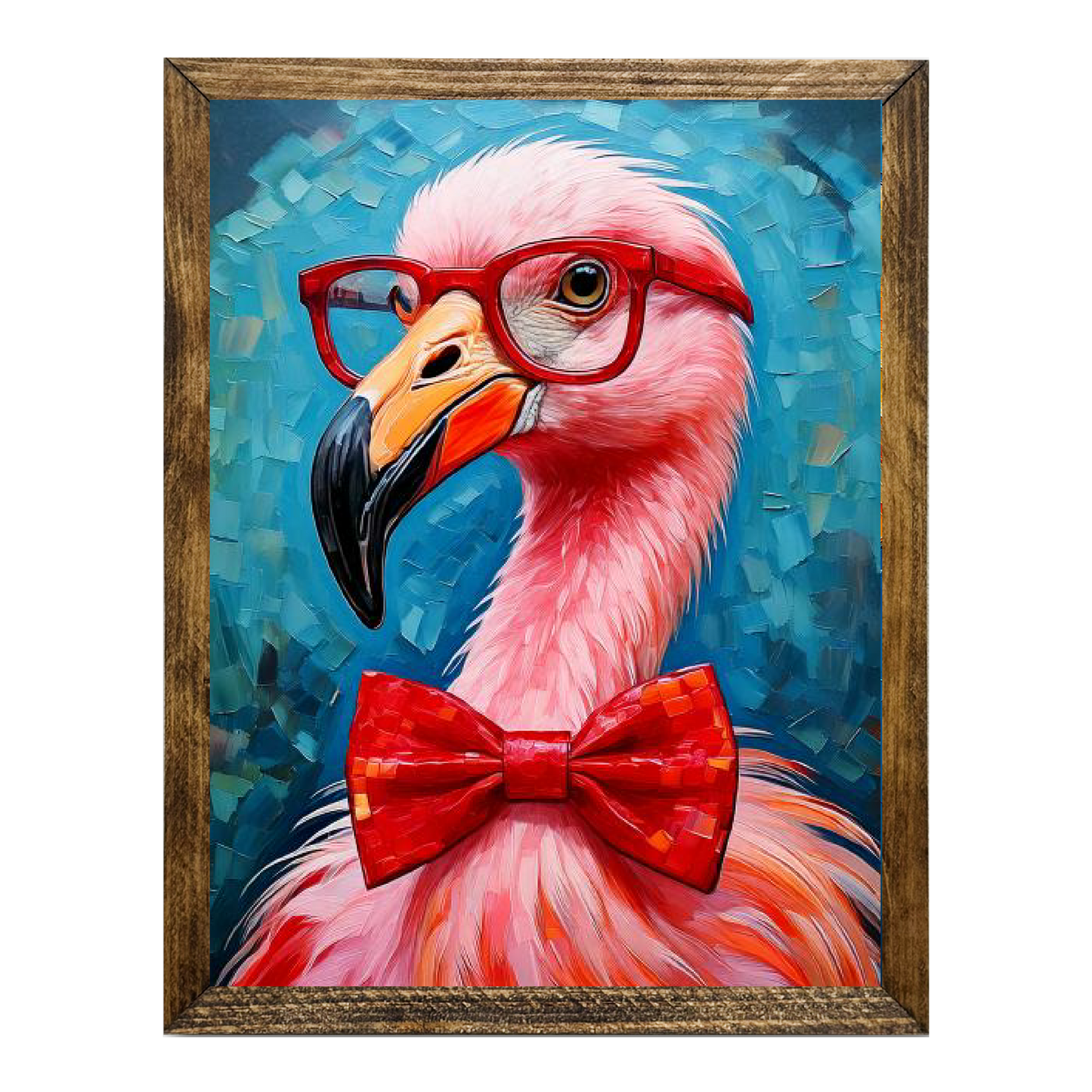 Jarmz Designs - ARTISTIC SERIES TIMBERLAND- ANIMALS WITH GLASSES FLAMINGO: 9"x11"