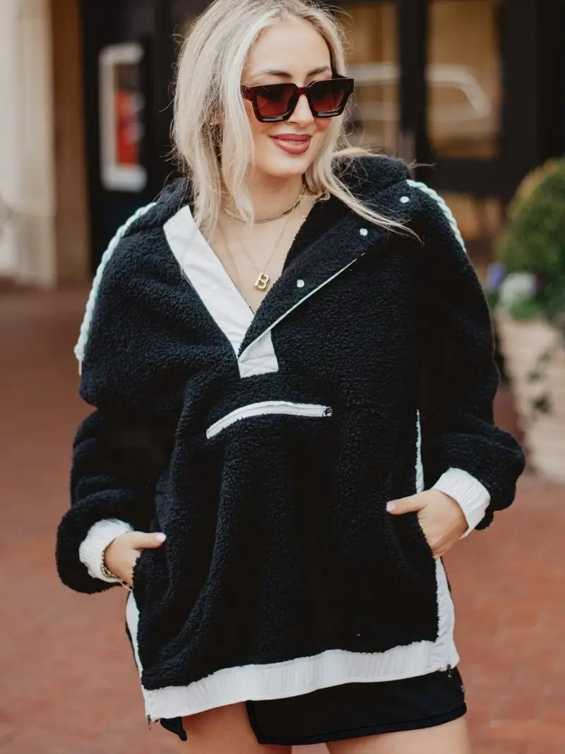 Two-Toned Sherpa Pullover Hoodie