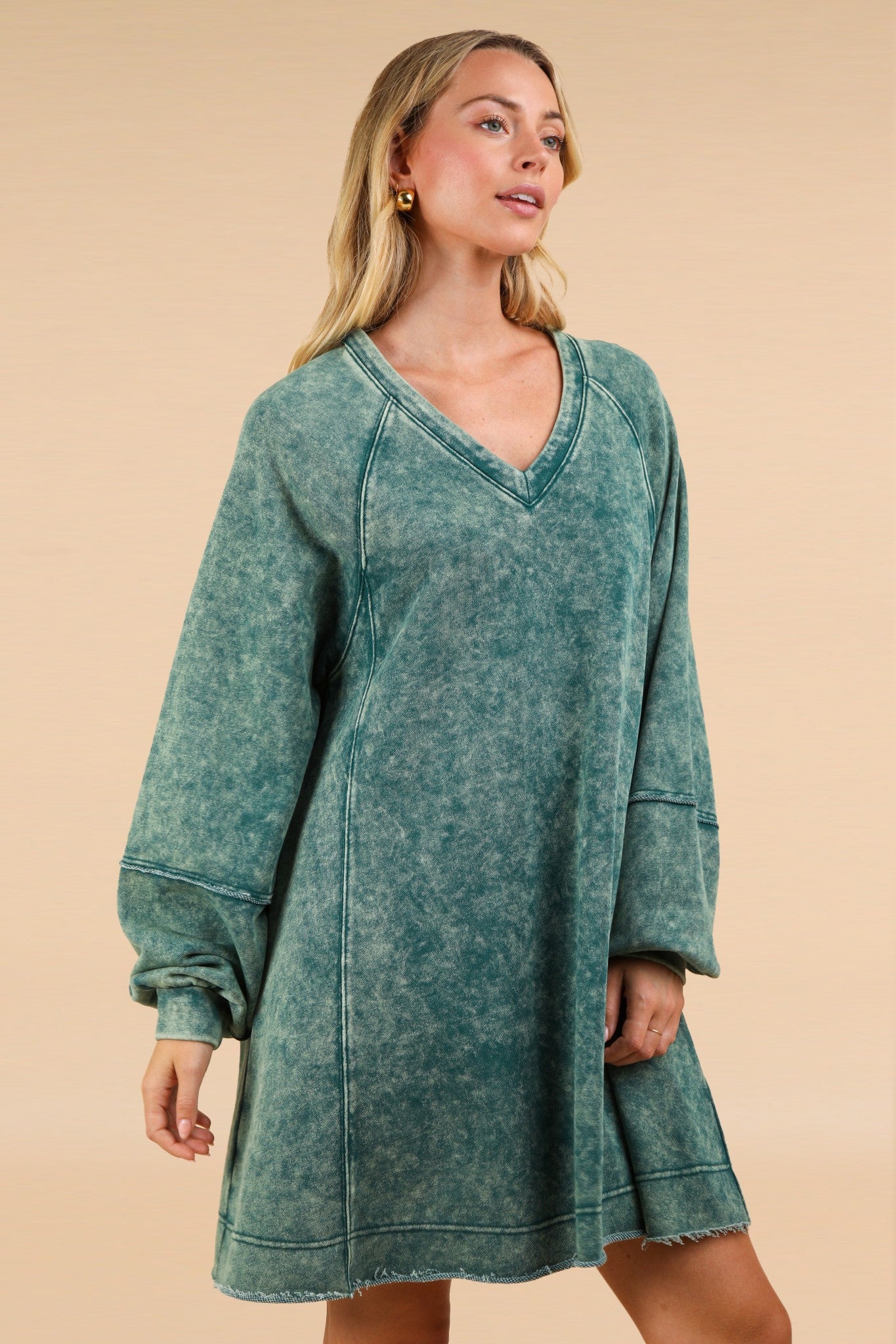 Mineral Washed Oversized A-Line Mini Dress