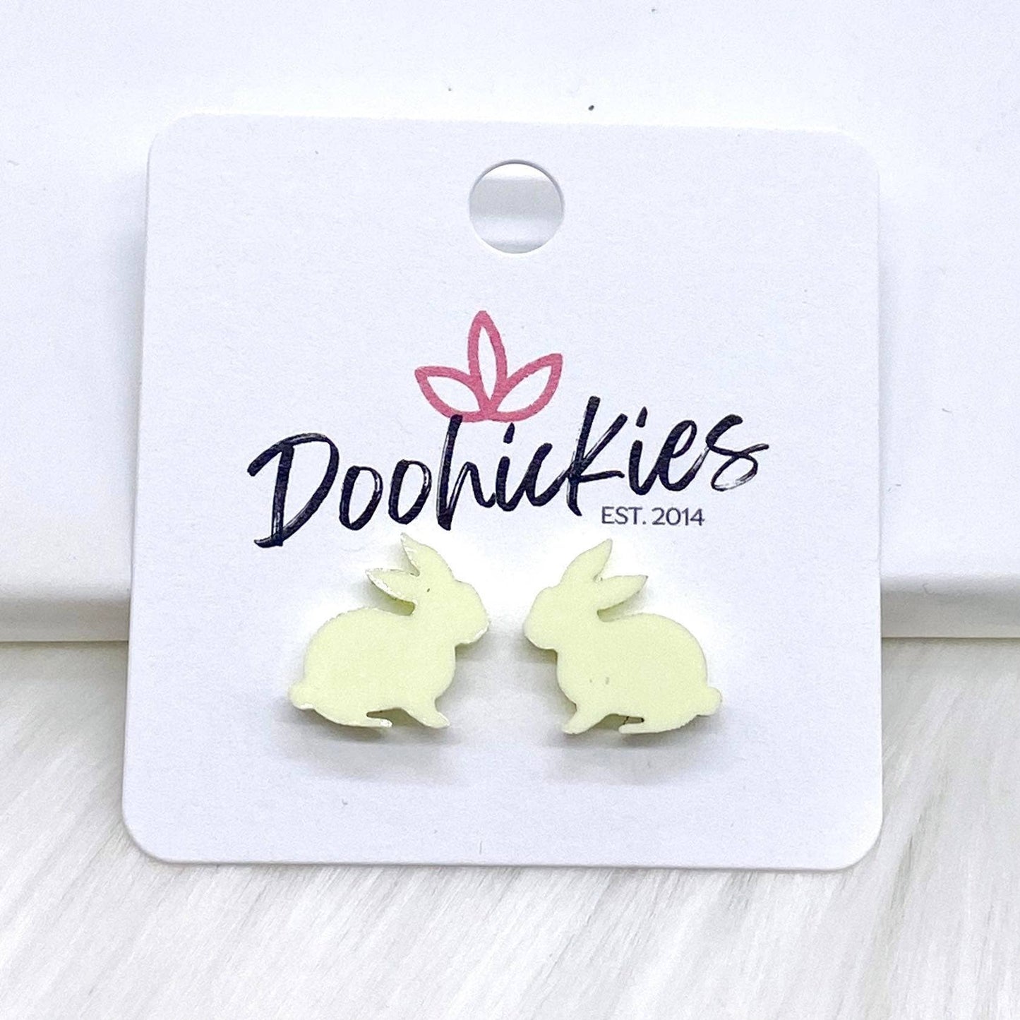 Doohickies - 15mm Pastel Bunny Rabbits Earrings: Blue