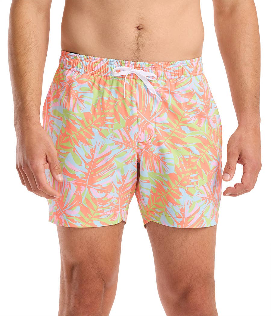 Tipsy Elves - Leaf Luster Stretch Swim Trunks - Men's Palm Leaf Swim Suit: S