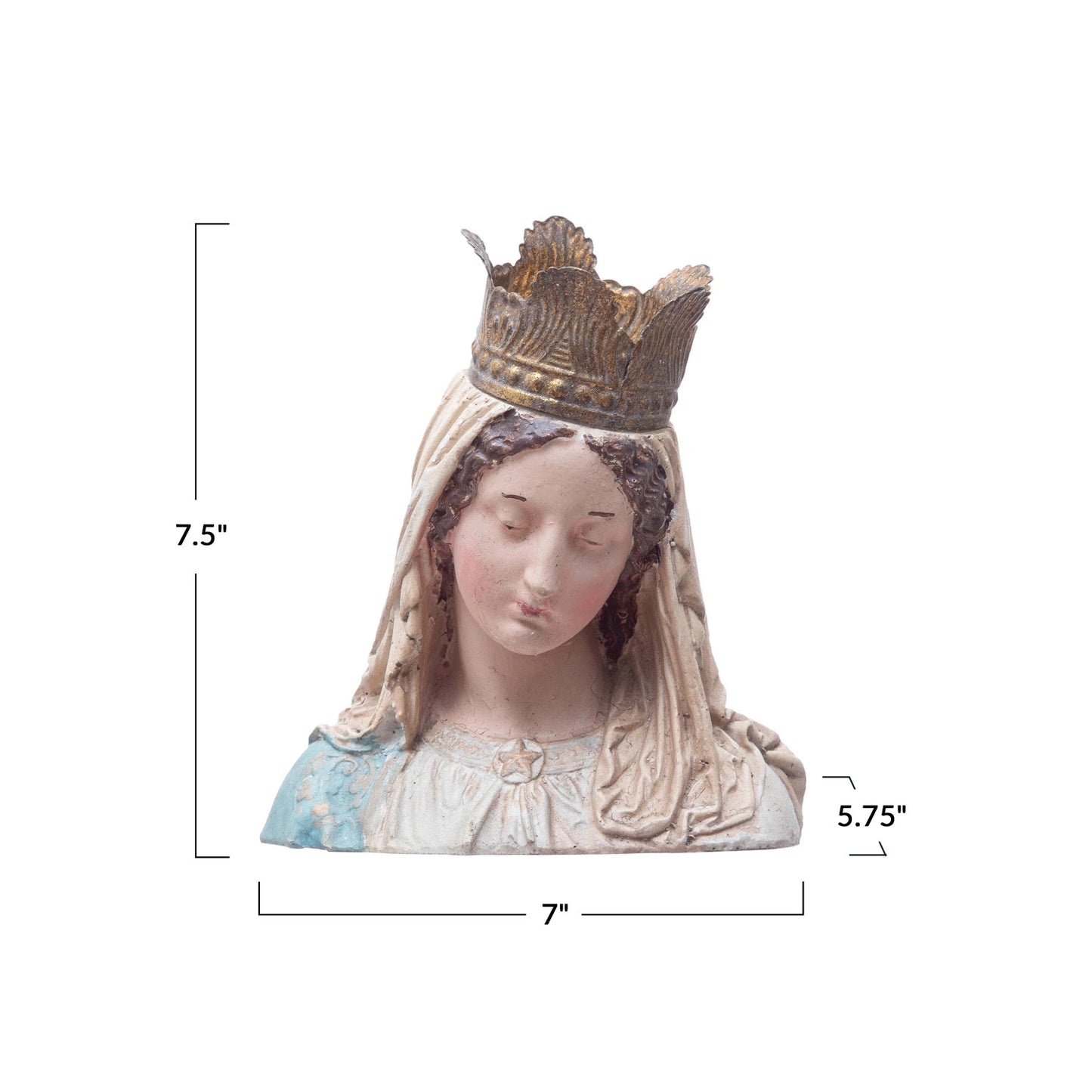 Hand-Painted Magnesia Virgin Mary Bust