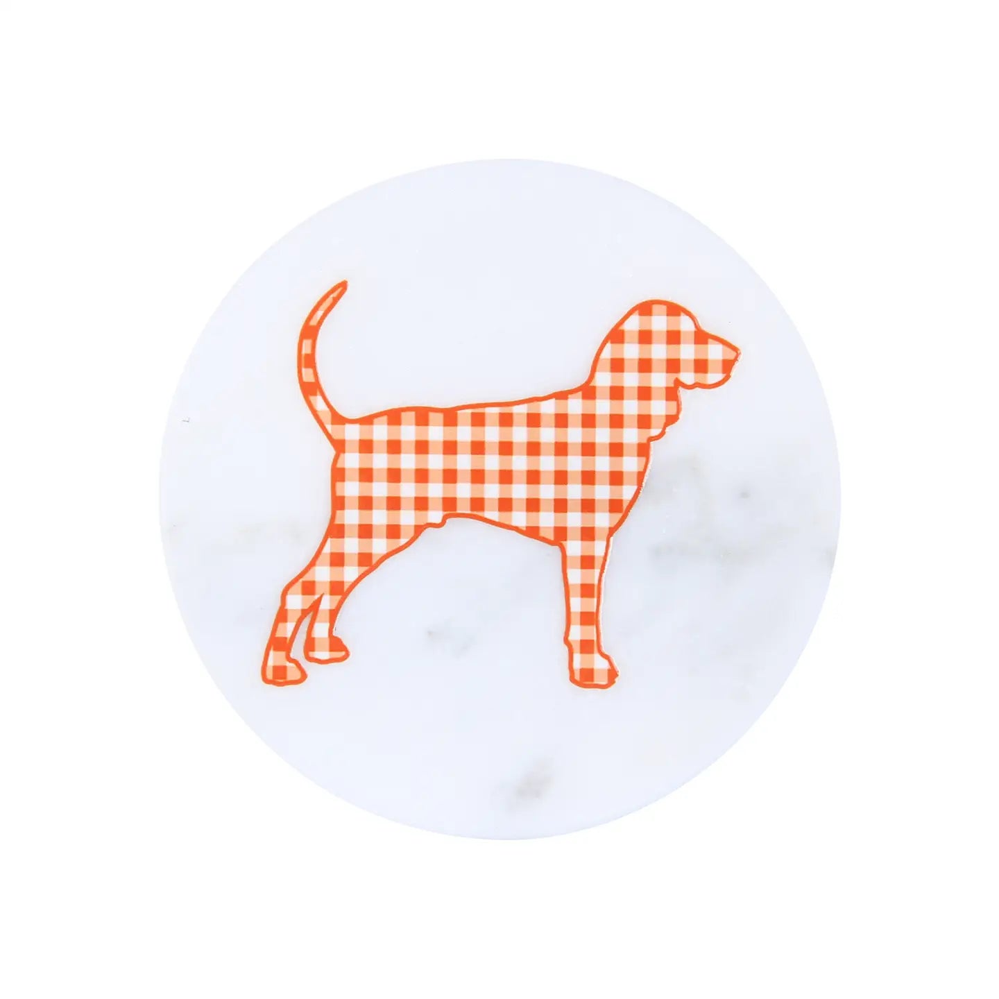 Orange Plaid Bluetick Coonhound Tennessee Marble Coaster
