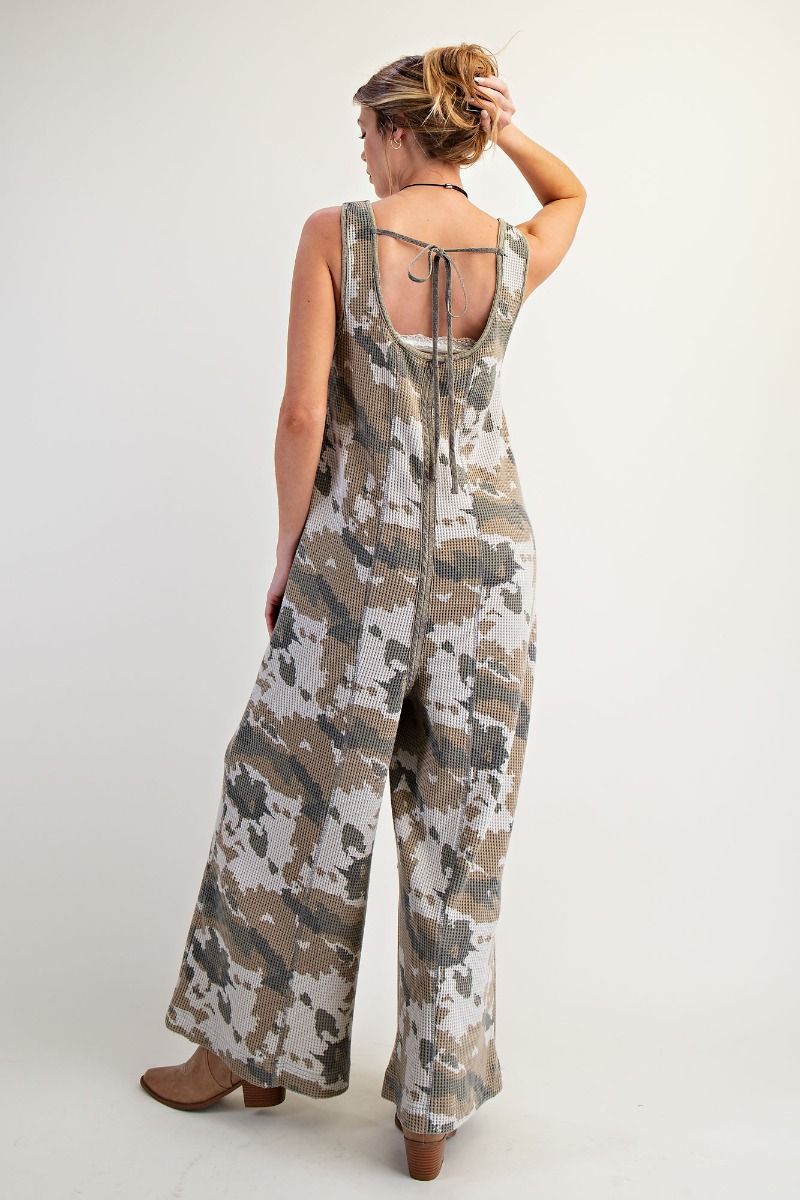 Camouflage Printed Thermal Washed Jumpsuit