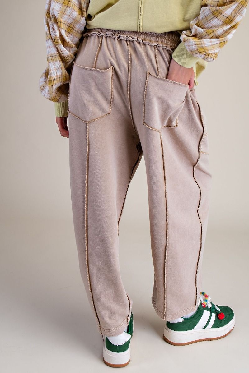 Mineral Washed Knit Barrel Pants