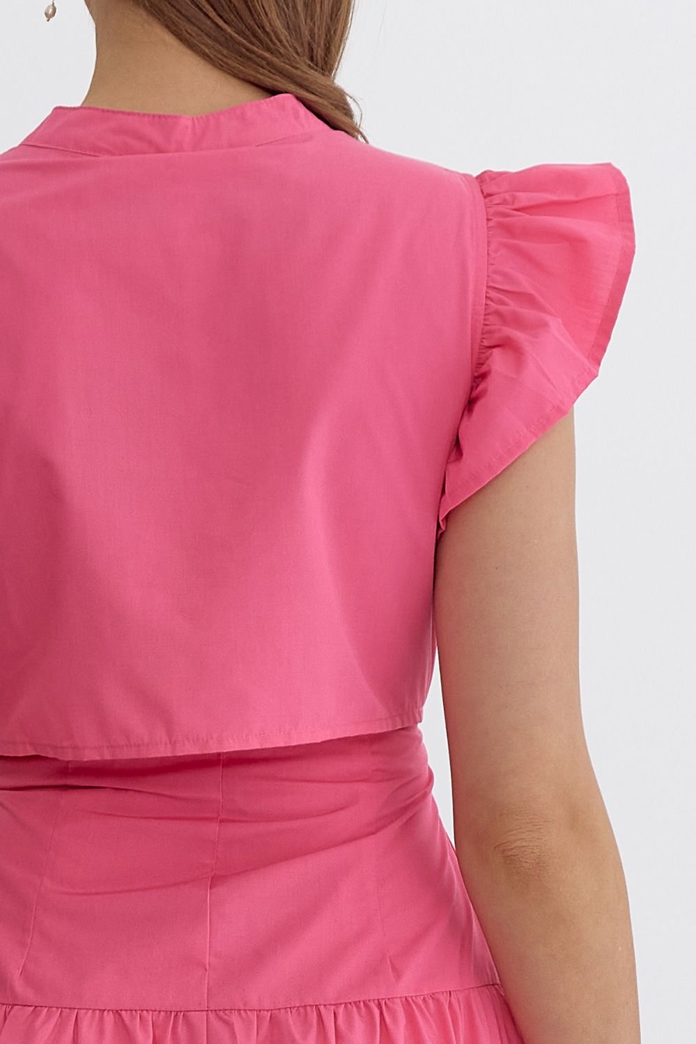 Solid Ruffle Sleeve Midi Open Back Dress