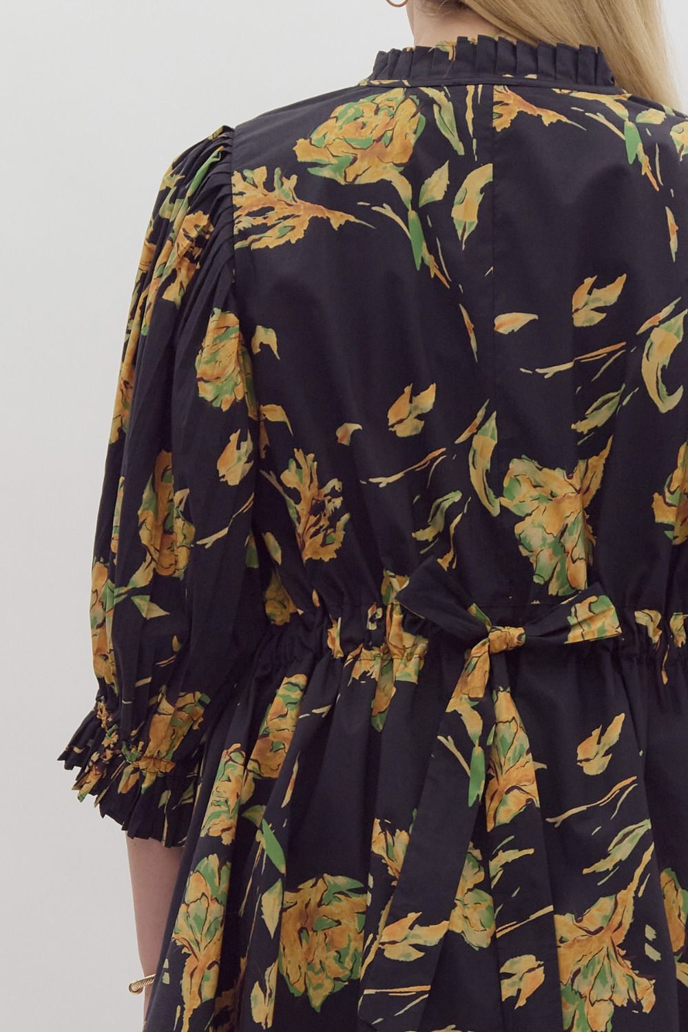 Floral Print Puff Sleeve Mini Dress
