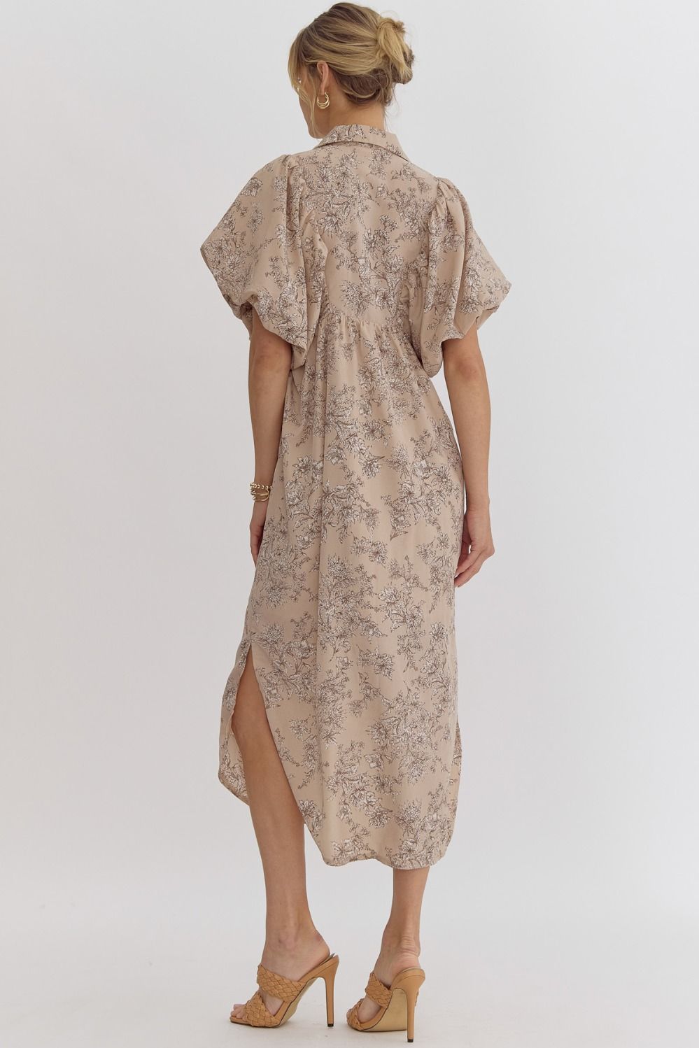 Floral Print Midi Collard Dress