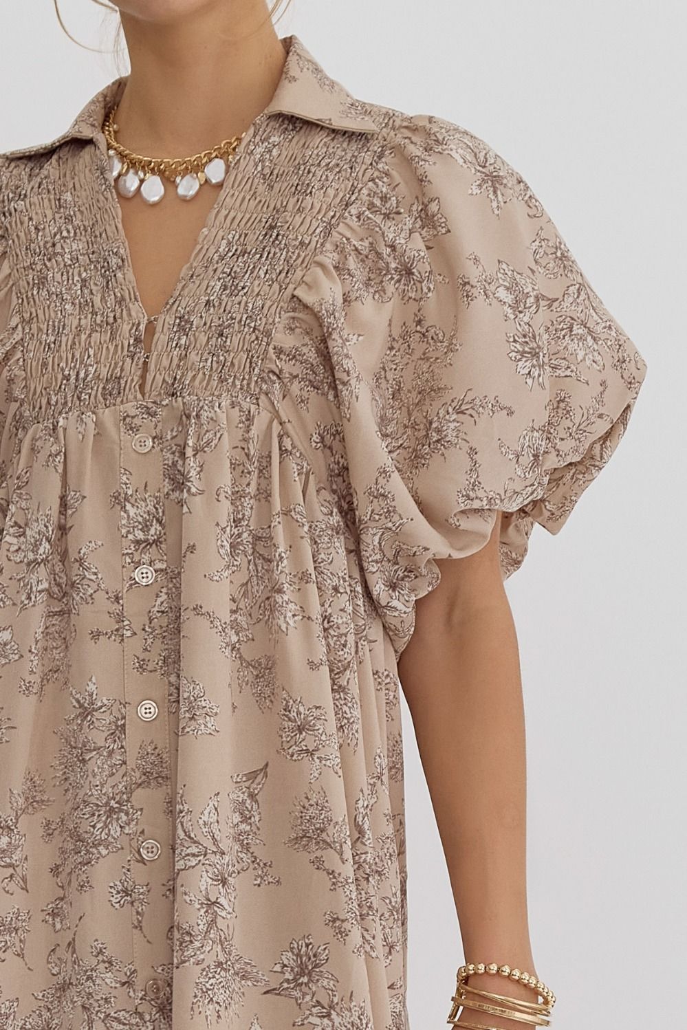 Floral Print Midi Collard Dress
