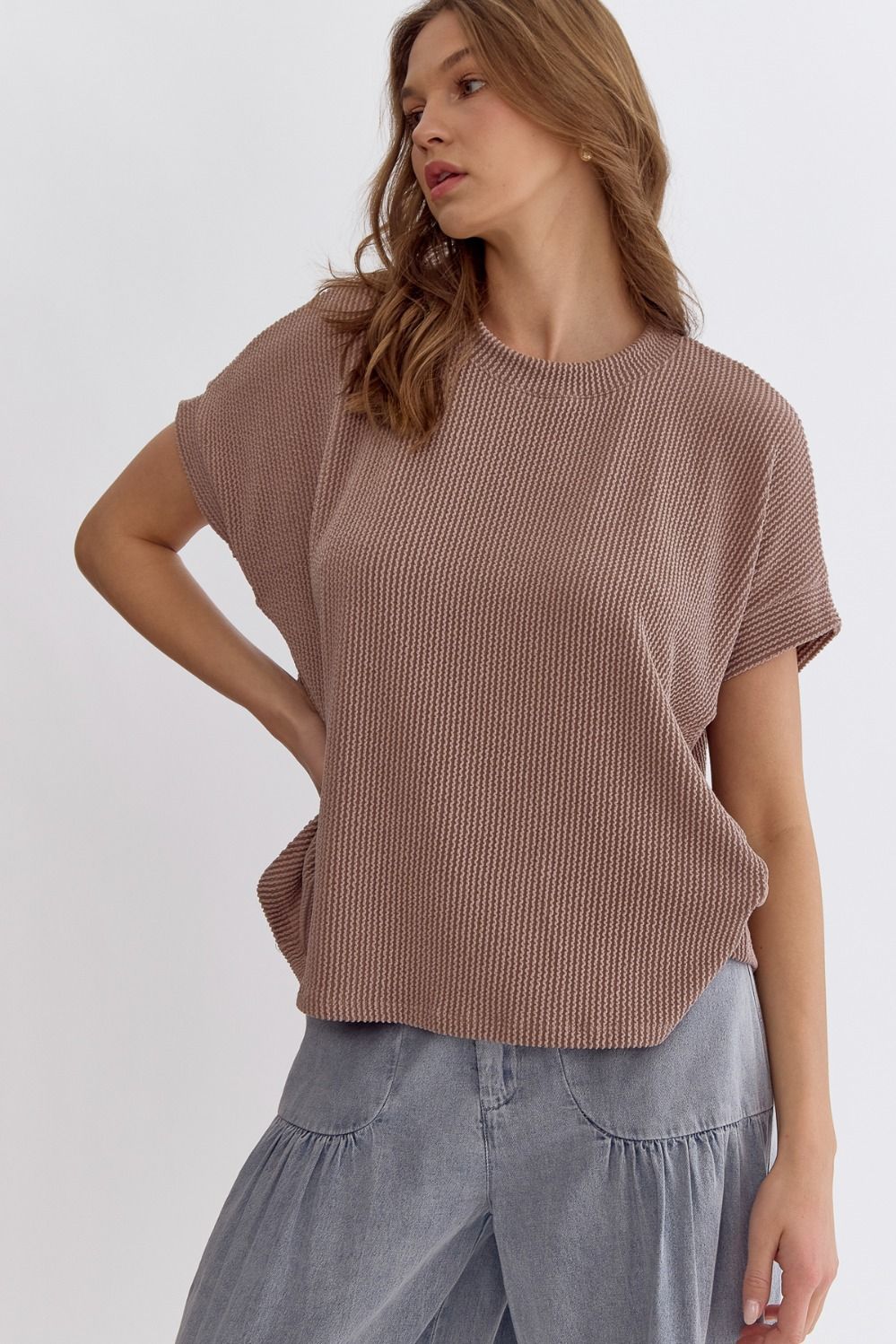 Ribbed Short Sleeve Top