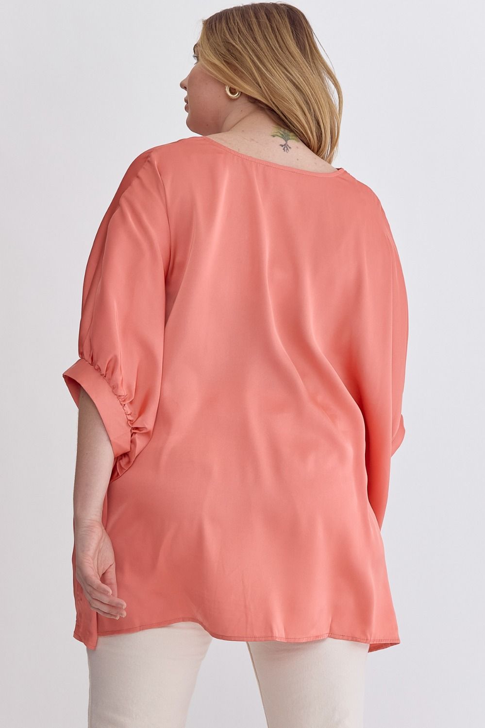 Satin V-Neck Half Sleeve Top