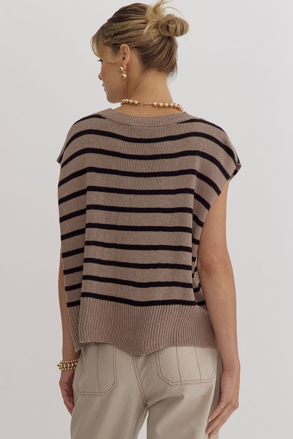 Stripe Black Brown Knit Sweater