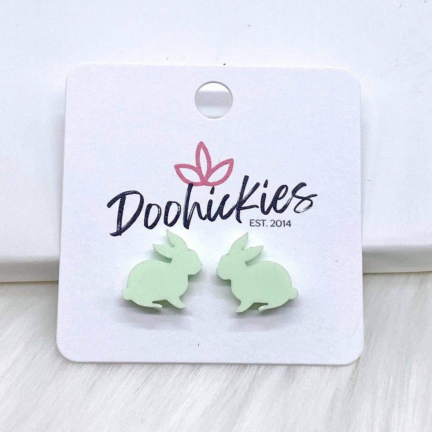 Doohickies - 15mm Pastel Bunny Rabbits Earrings: Blue