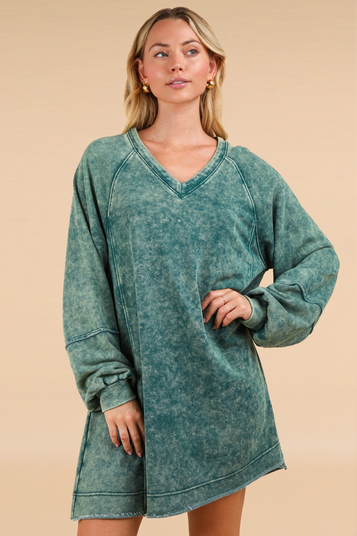 Mineral Washed Oversized A-Line Mini Dress