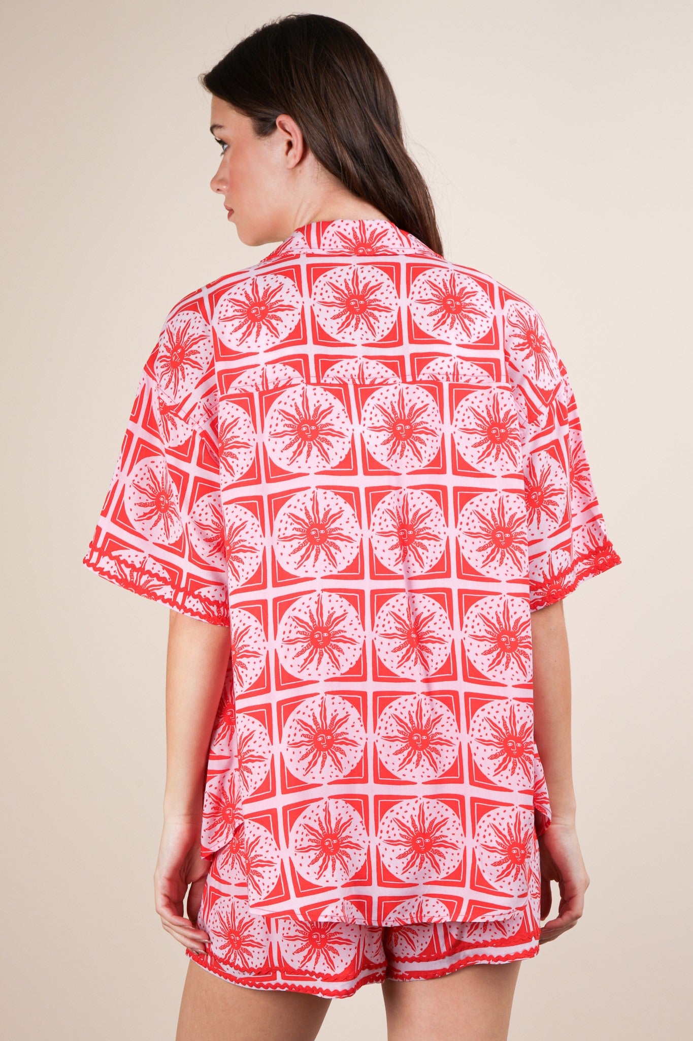 Tomato / Tropical Print Top & Shorts Set
