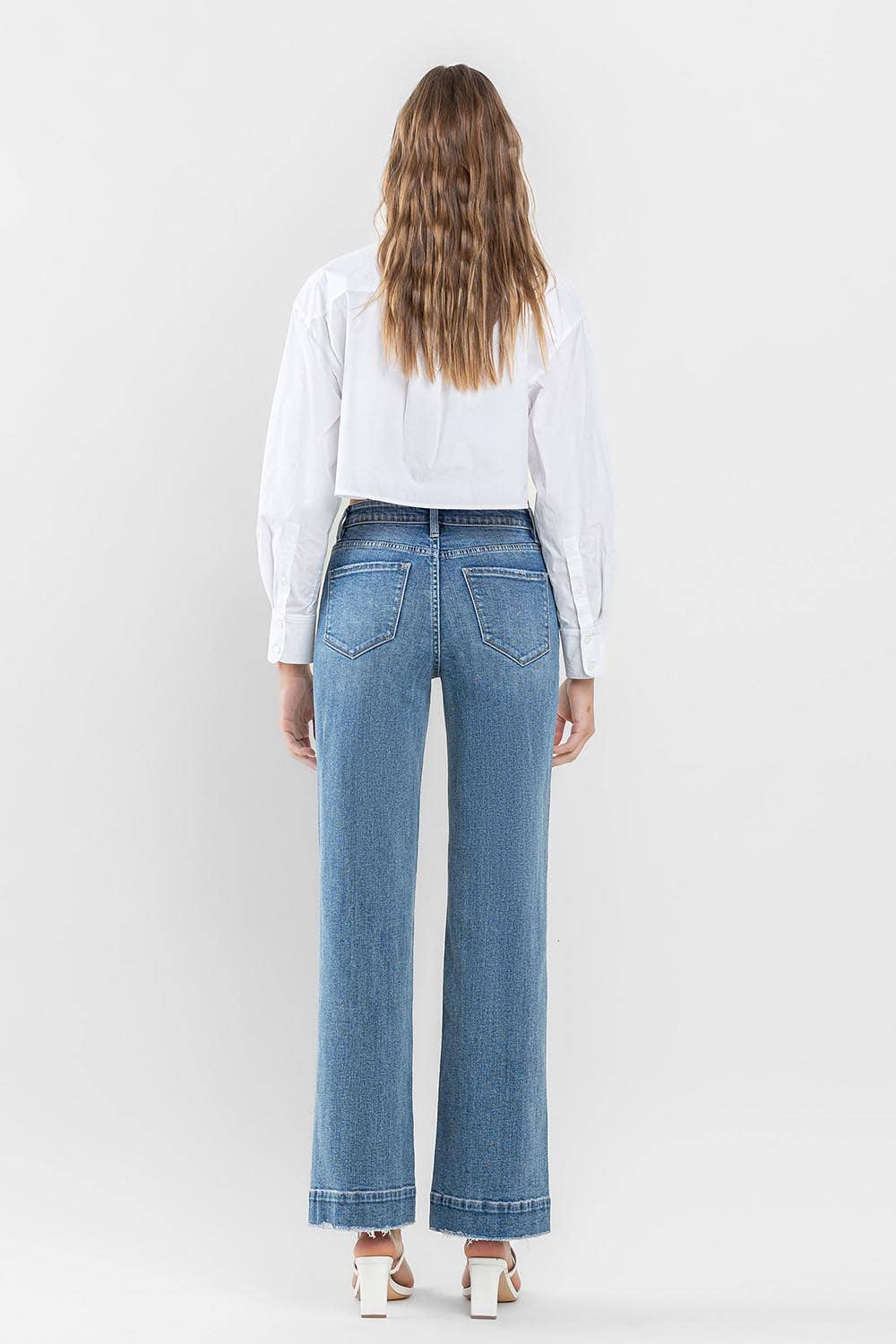 FLYING MONKEY - HIGH RISE TROUSER HEM WIDE LEG JEANS F5391: PERMISSIBLE / 25