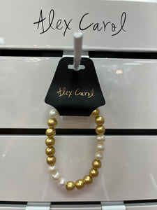Fresh Water Pearls & Gold Beaded Bracelet