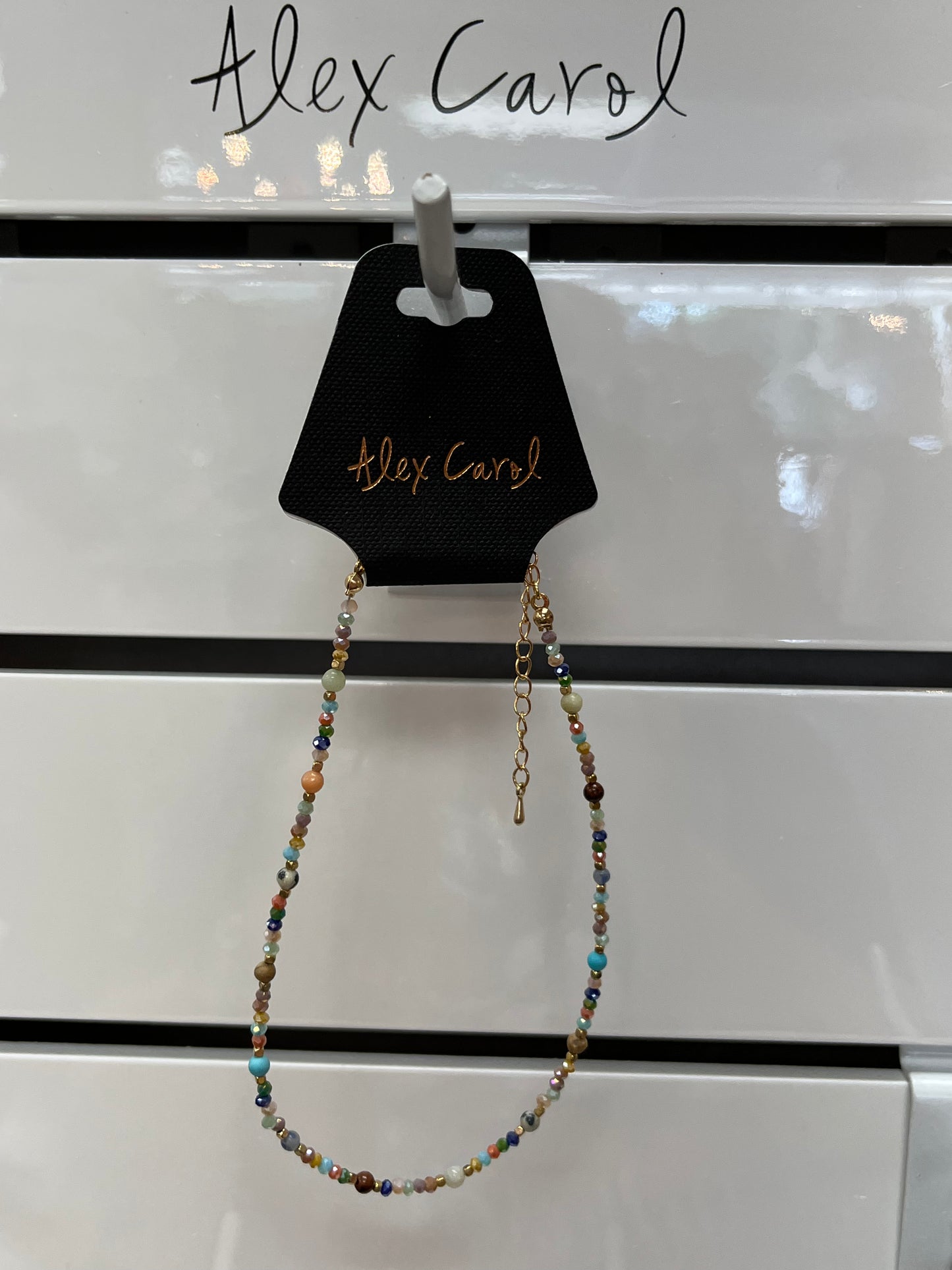 Gold tone Multi Color Bead Anklet A22396