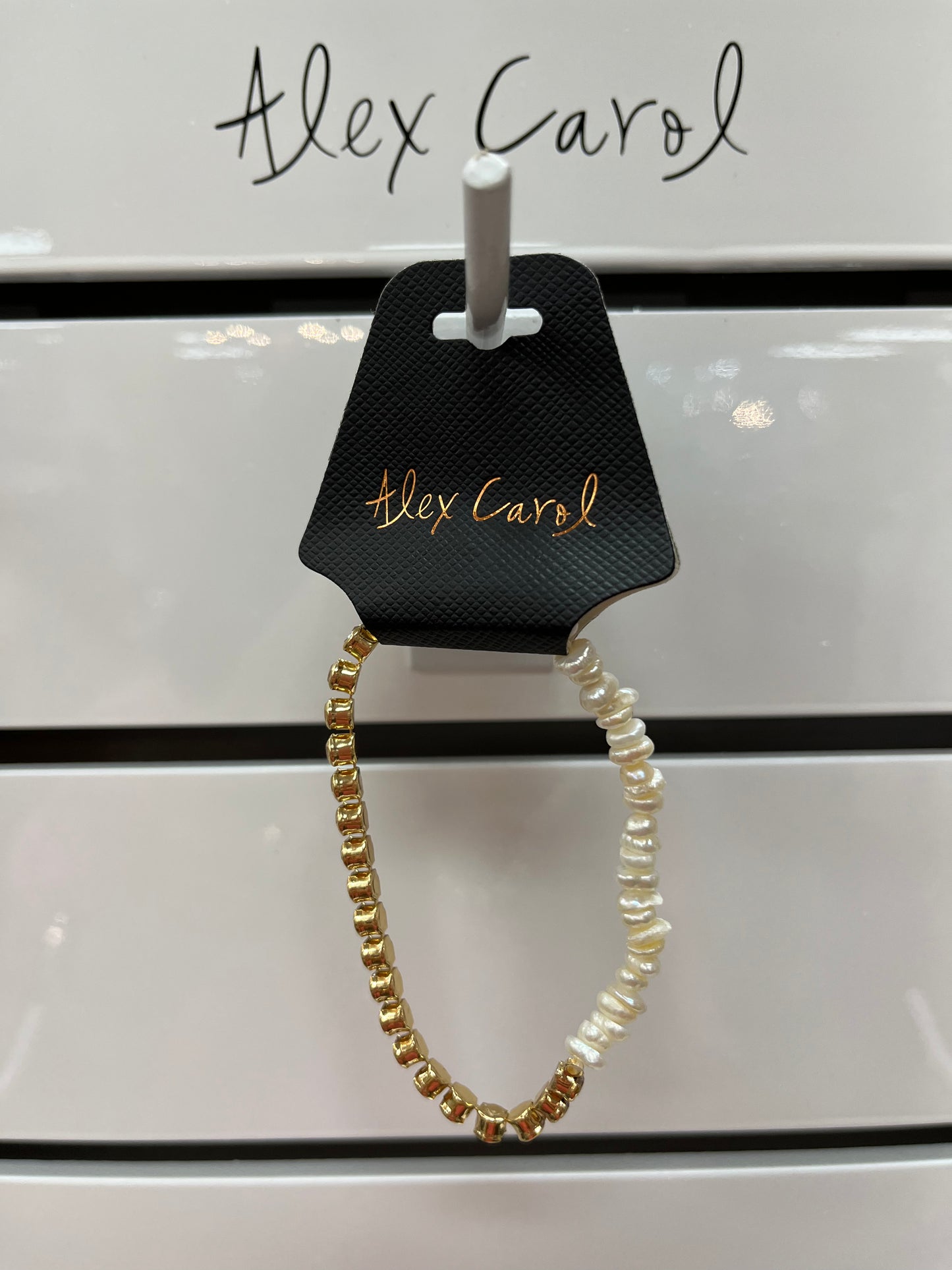 Half Fresh Water Pearls Half Bling Strech Bracelet B23052