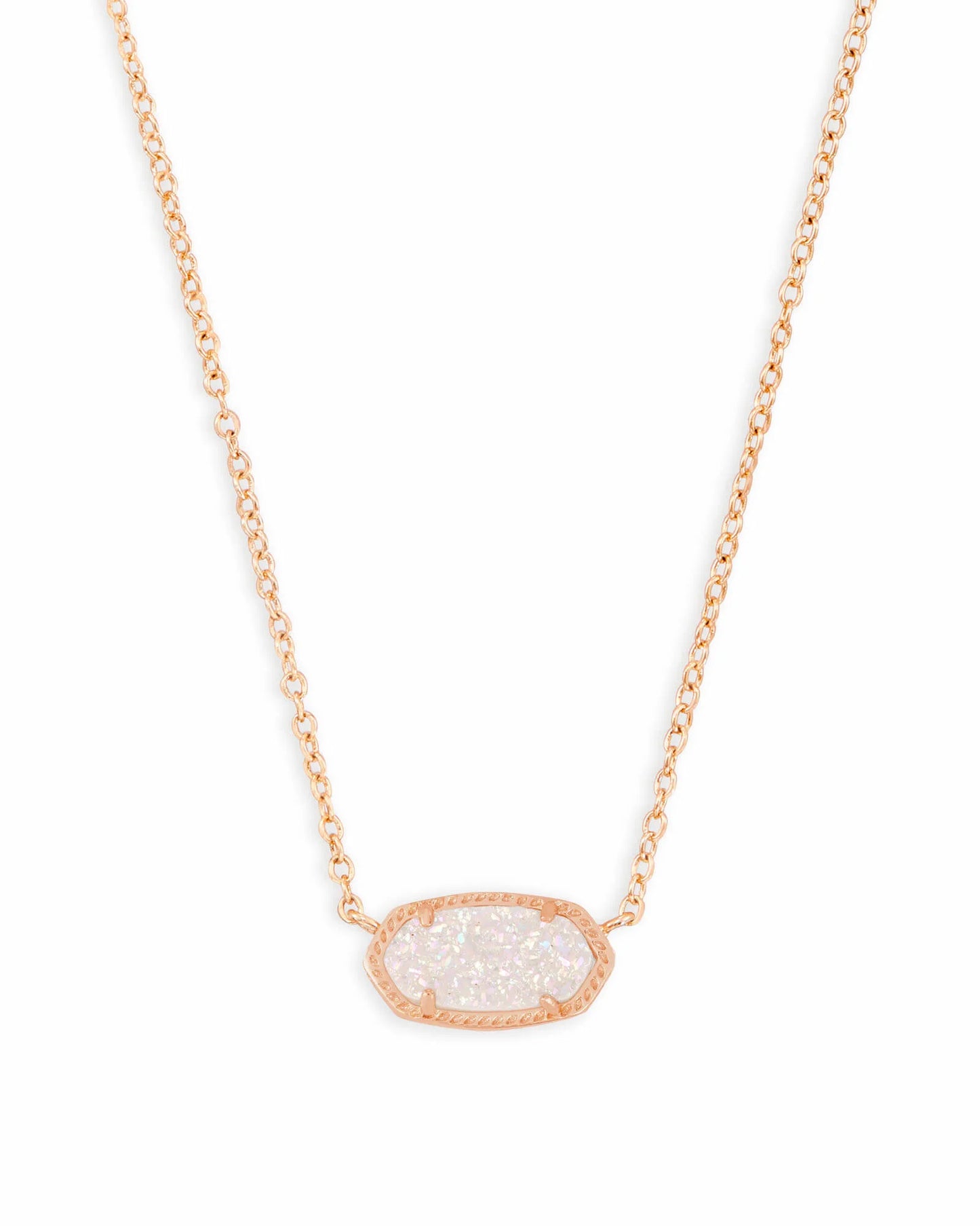 Elisa Rose Gold Pendant Necklace in Iridescent Drusy