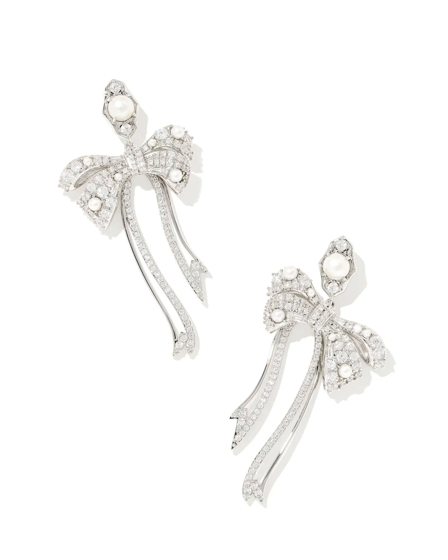 Krista Gold Bow Statement Earrings in White Mix