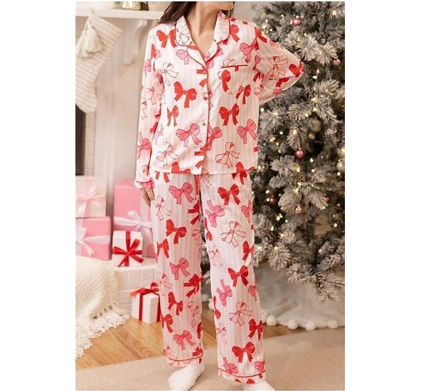 Mary Square Charlotte Pajama Set Pink & Red Bows
