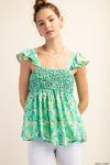 Green Ruffle Sleeveless Top