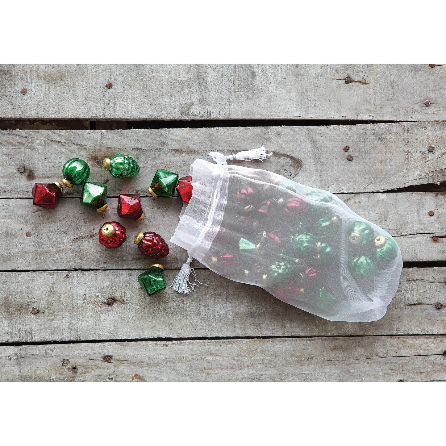 Mercury Glass Ornaments in Bag,