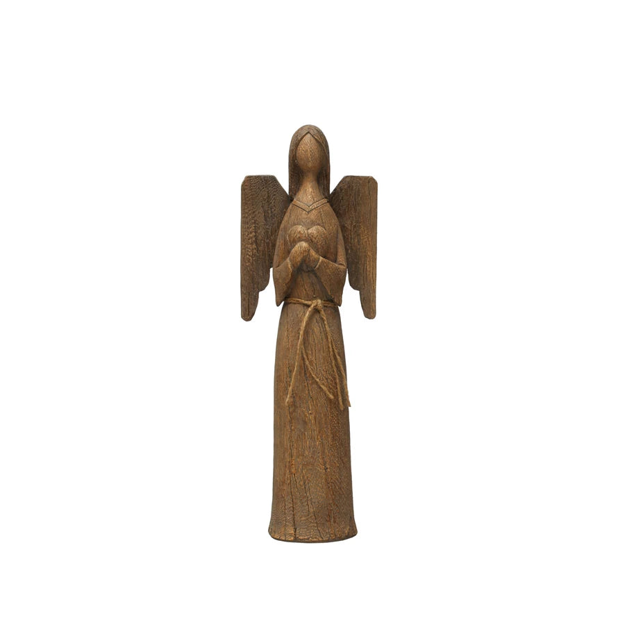 Resin Angel w/ Heart, Wood Finish