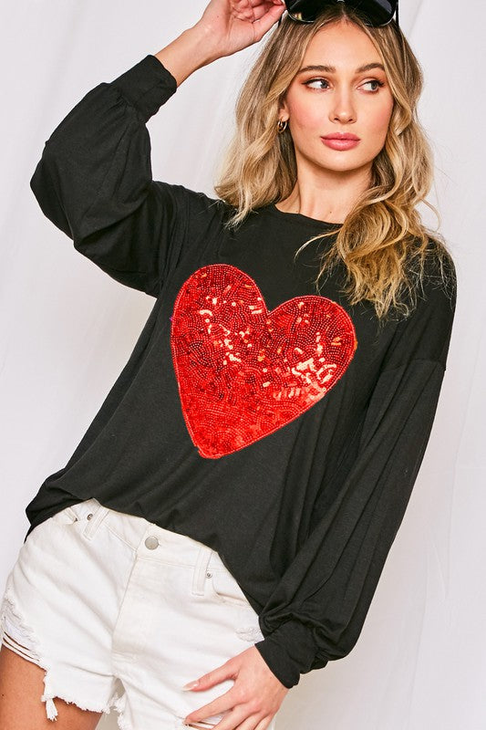 Red Sequin Heart Top