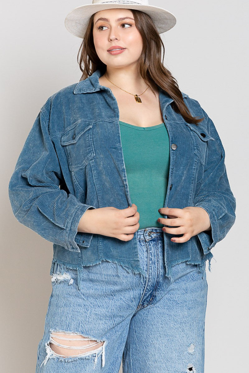 Corduroy Jacket w/Raw Hem