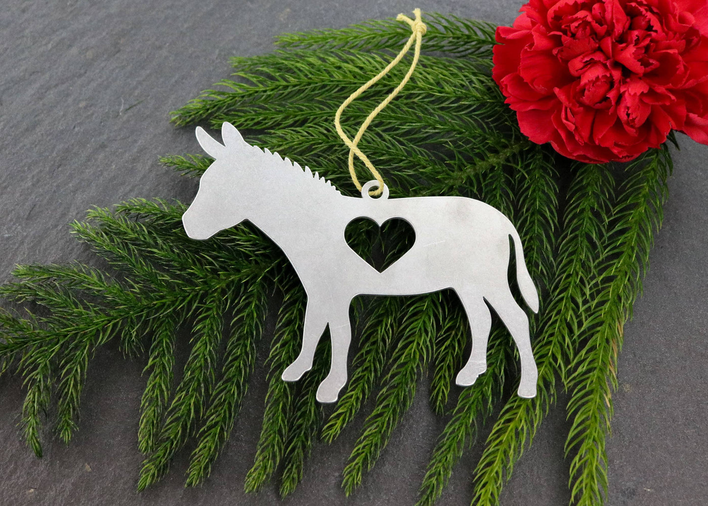 Donkey Animal Metal Holiday Gift Christmas Ornament