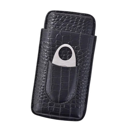 Trio Cigar Traveler with Cutter - Black