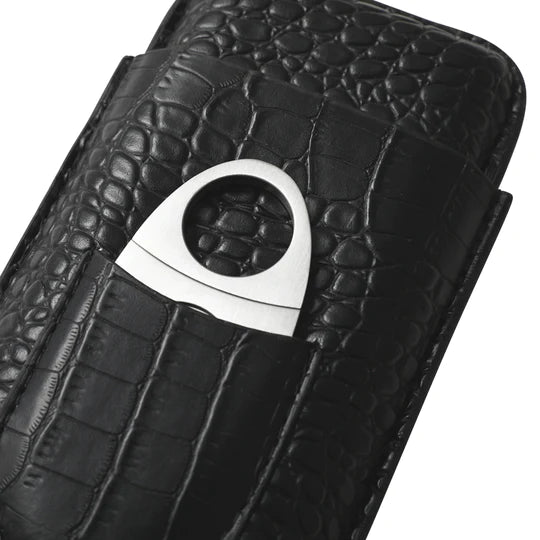 Trio Cigar Traveler with Cutter - Black