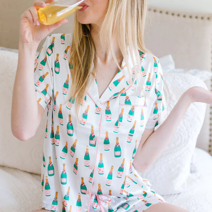 Poppin' Bottles | Charlotte Satin PJ Shorts Set
