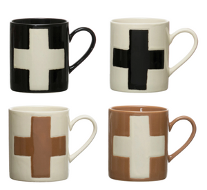 Handmade Stoneware Mug with Swiss Cross