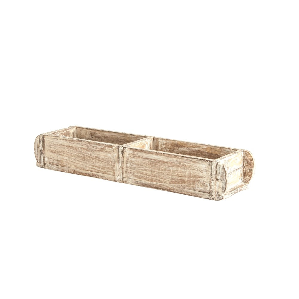 Found Wood Double Brick Mould, Distressed White (Each Varies)