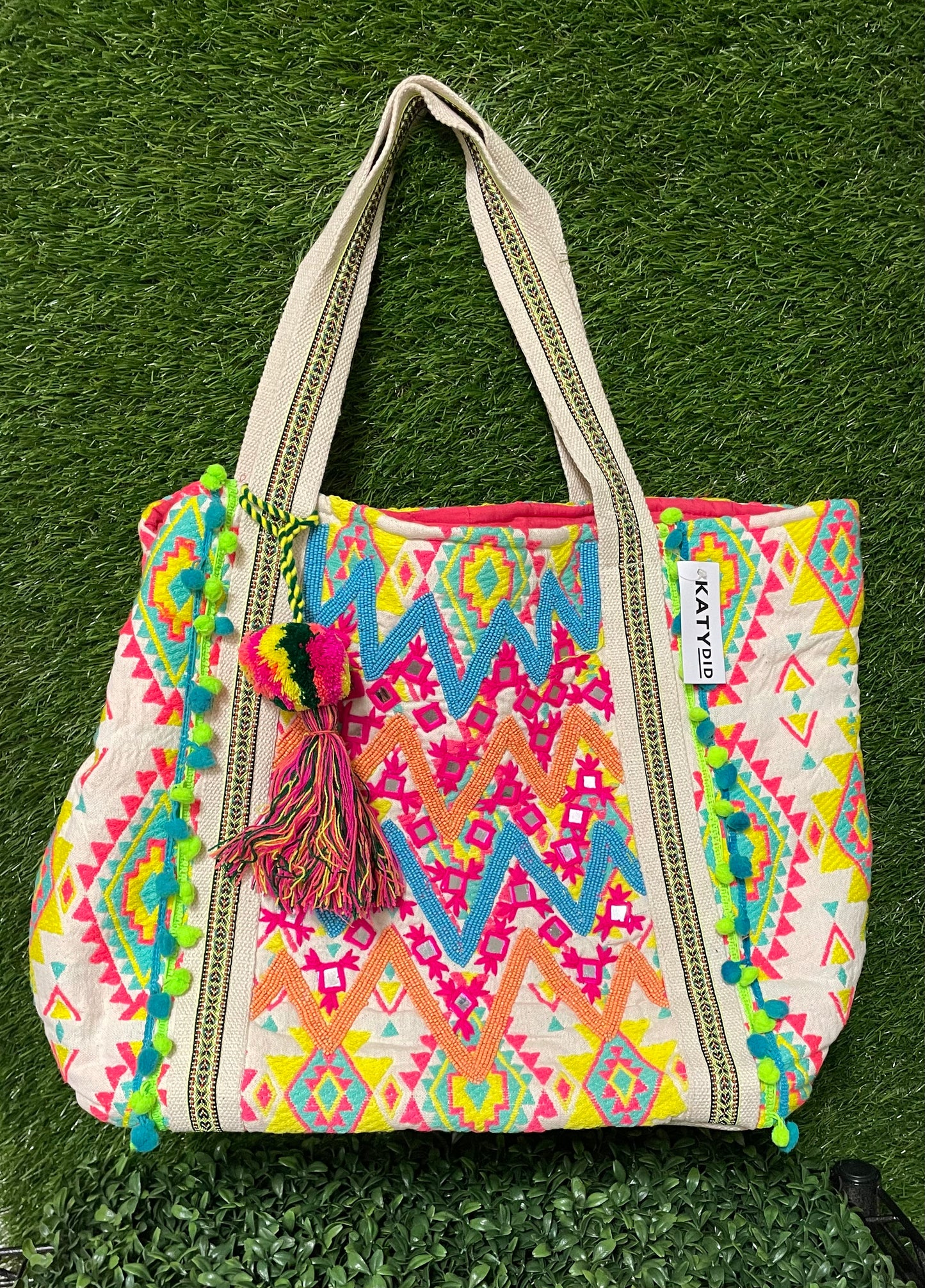 Chevron Seed Bead Tote Bag