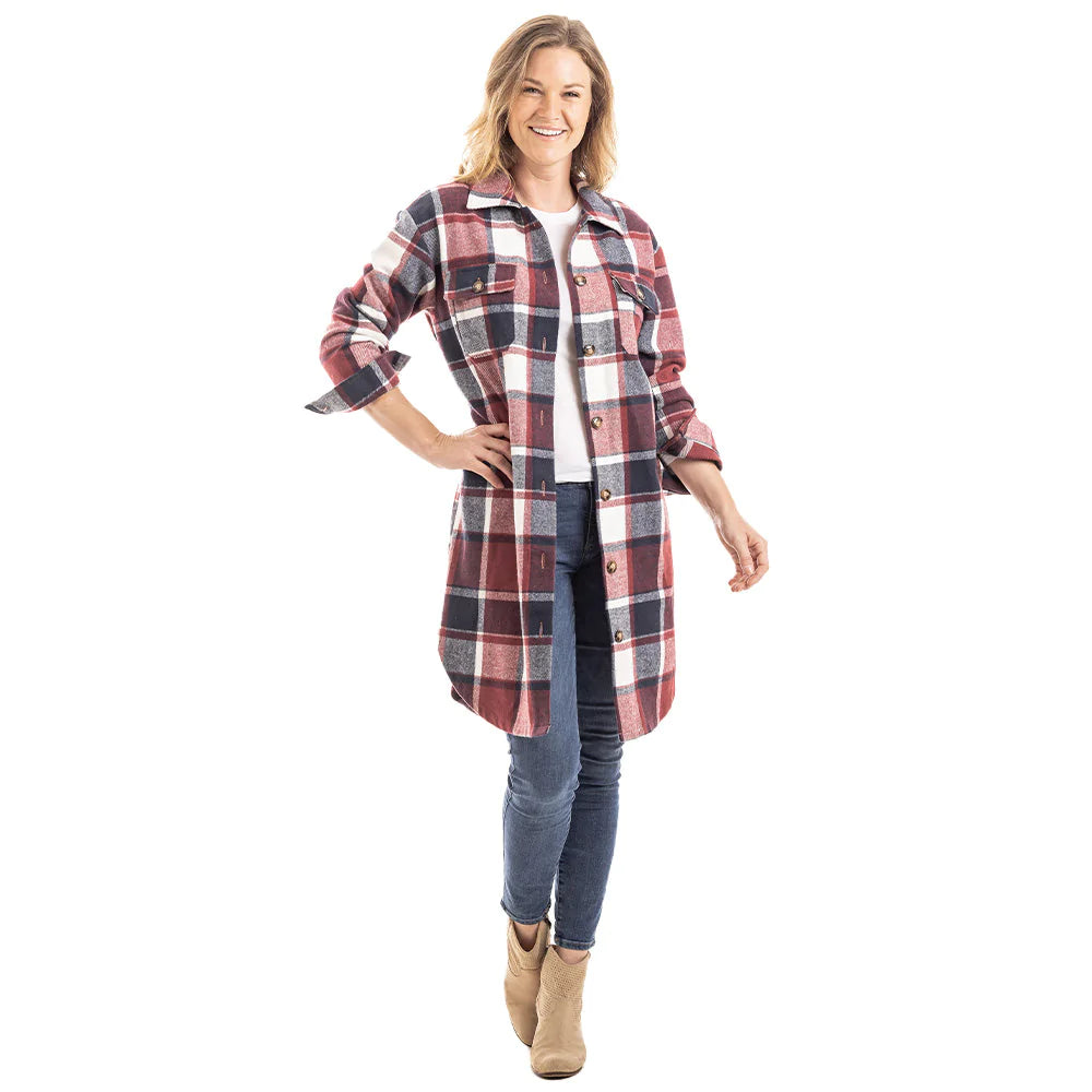 Red, Navy, White Plaid Shacket