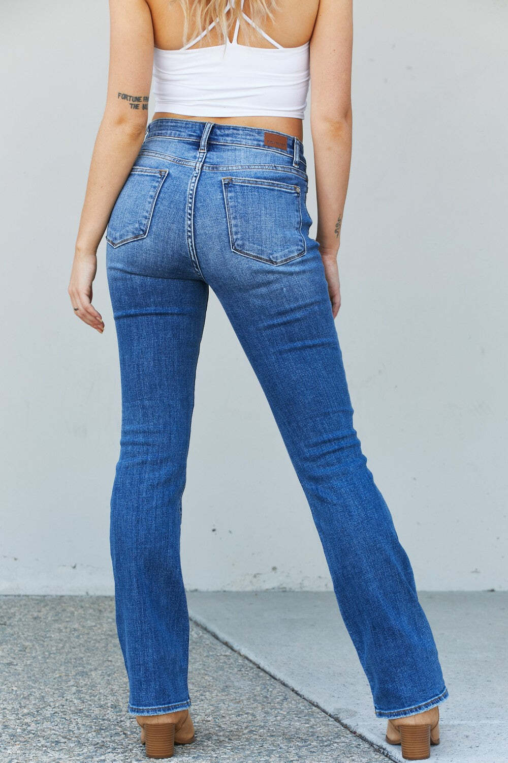 Judy Blue Mid Rise Distressed Bootcut Jeans
