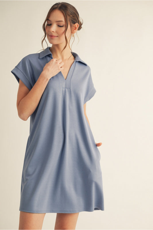 Solid Blue Denim Dress